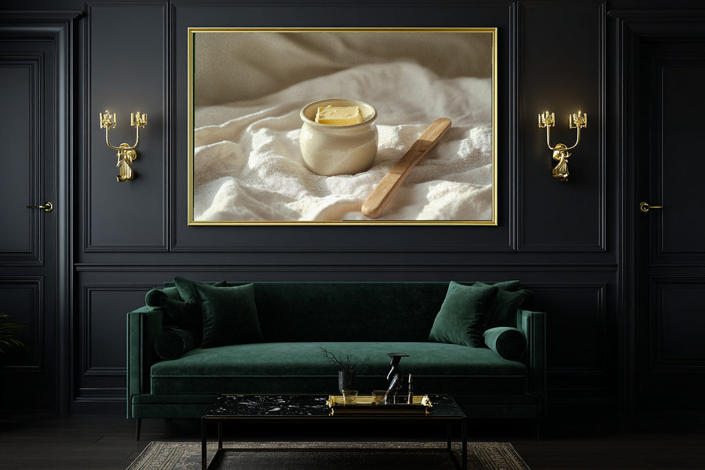 Butter Crock Linen Morning Fine Art Canvas, Soft Dreamy Glow, Bedroom Focal Point, Premium Canvas, Thoughtful Housewarming Gift — butter-crock-linen-morning-office-wall-art.jpg