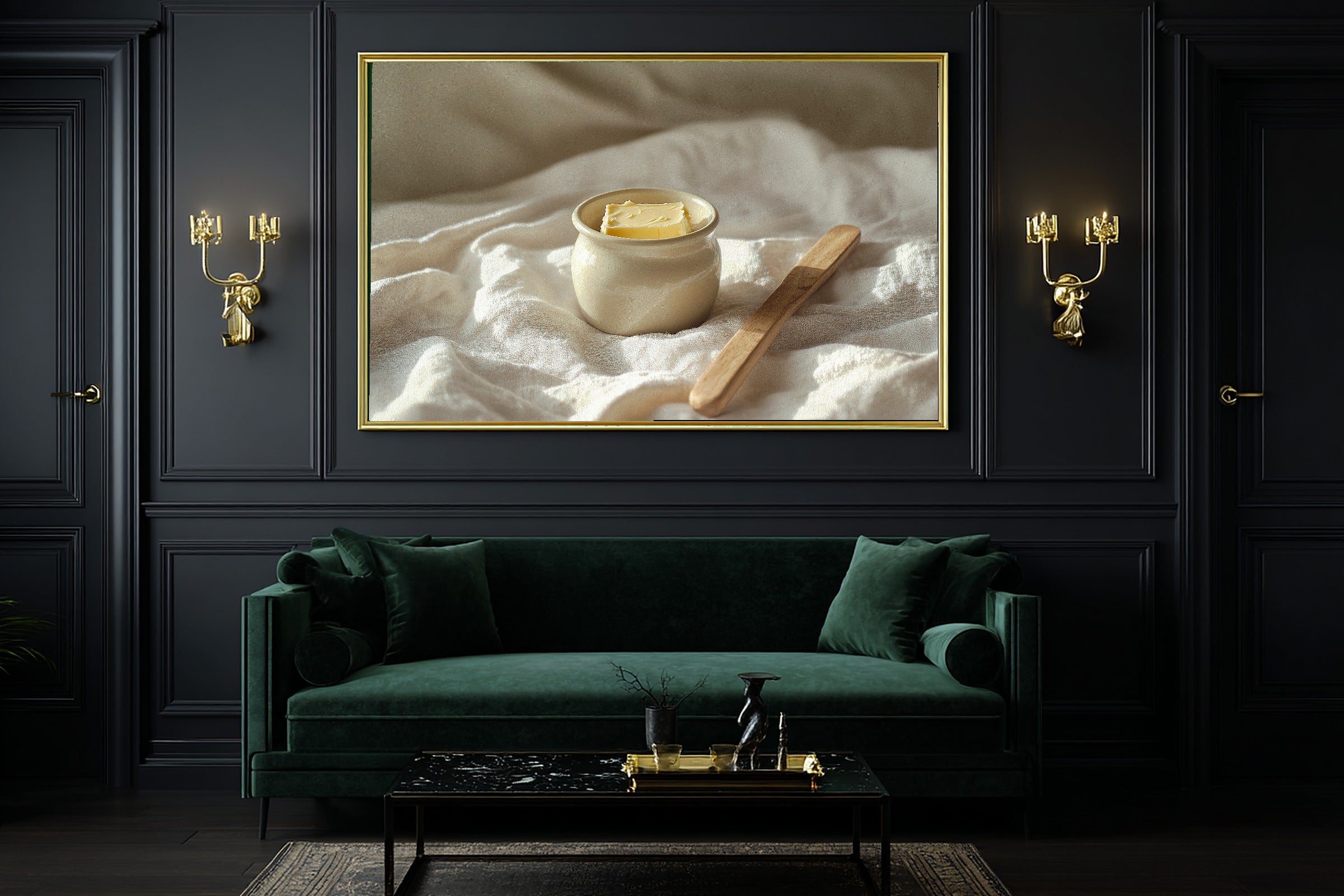 Butter Crock Linen Morning Fine Art Canvas, Soft Dreamy Glow, Bedroom Focal Point, Premium Canvas, Thoughtful Housewarming Gift — butter-crock-linen-morning-office-wall-art.jpg