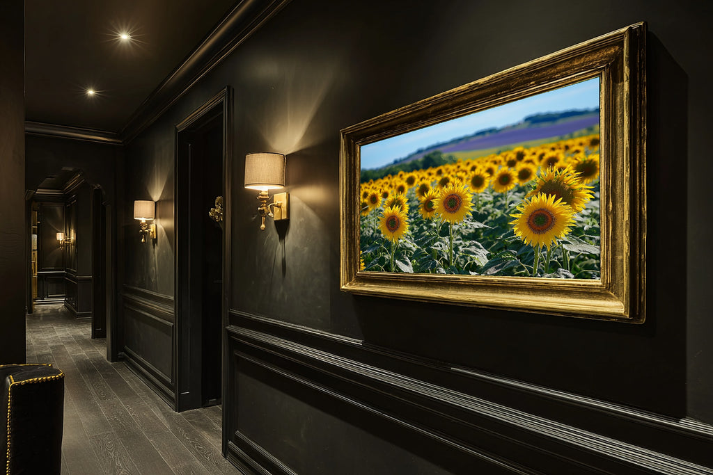 Butter Yellow Provence Sunflower Field Wall Art Canvas, Whimsical Nursery Illustration Statement Piece, Kids Bedroom Statement Piece — butter-yellow-provence-sunflower-field-hallway-wall-art.jpg