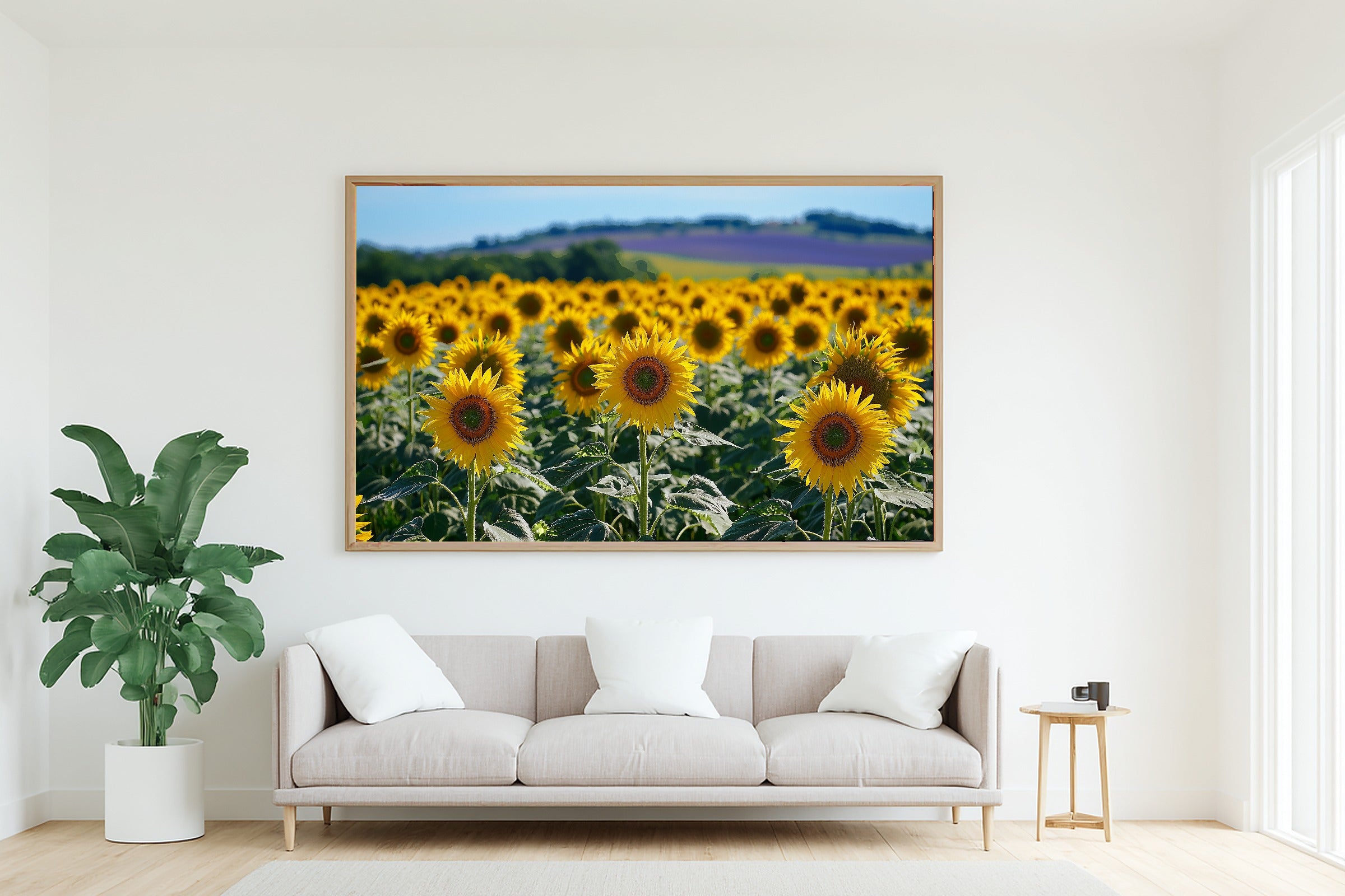 Butter Yellow Provence Sunflower Field Wall Art Canvas, Whimsical Nursery Illustration Statement Piece, Kids Bedroom Statement Piece — butter-yellow-provence-sunflower-field-living-room-wall-art.jpg