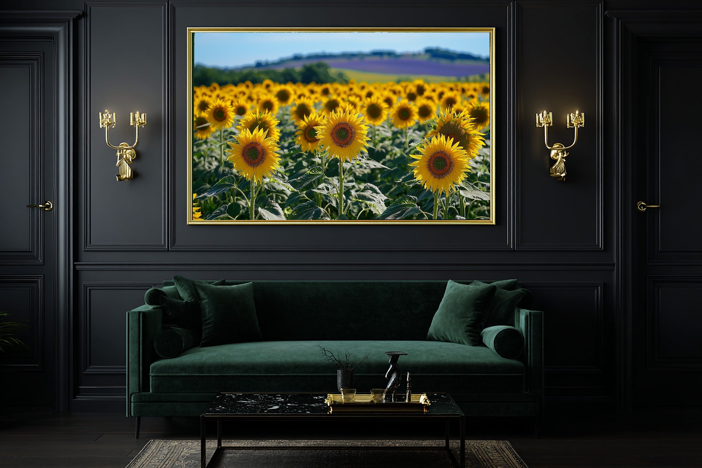 Butter Yellow Provence Sunflower Field Wall Art Canvas, Whimsical Nursery Illustration Statement Piece, Kids Bedroom Statement Piece — butter-yellow-provence-sunflower-field-office-wall-art.jpg