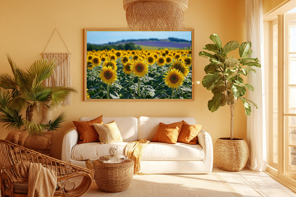 Butter Yellow Provence Sunflower Field Wall Art Canvas, Whimsical Nursery Illustration Statement Piece, Kids Bedroom Statement Piece — butter-yellow-provence-sunflower-field-room-5-wall-art.jpg