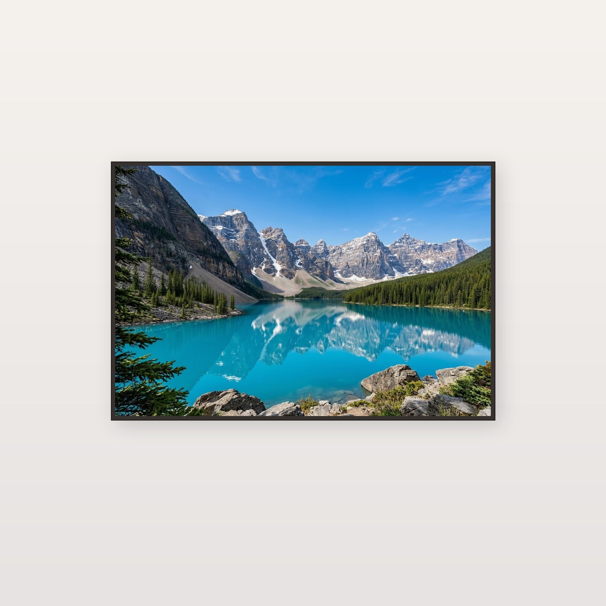 Canadian Rockies Canvas Wall Art - Moraine Lake Print, Mountain Reflection, Nature Decor, Stretched Canvas — canadian rockies lake canvas print