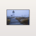 Cape Cod Lighthouse Canvas Wall Art | Foggy Coast Painterly Print, New England Decor, Stretched Canvas — cape-cod-lighthouse-fog-canvas-print.jpg