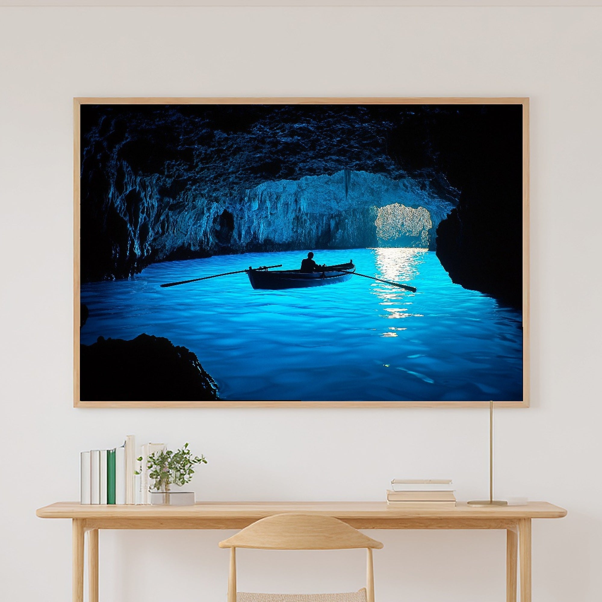 Soft Ocean Capri Blue Grotto Art Print — Hazy Coastal Decor for the Beach House, Stretched Canvas the Coastal Soul Will Love — capri-blue-grotto-canvas-print.jpg
