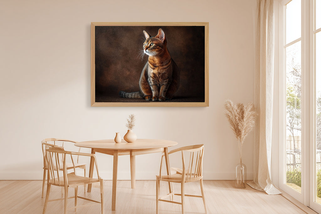 Tender Oil-Painting Cat Portrait Abyssinian Canvas Wall Art — Heartfelt Print for the Living Room — cat-portrait-abyssinian-dining-room-wall-art.jpg