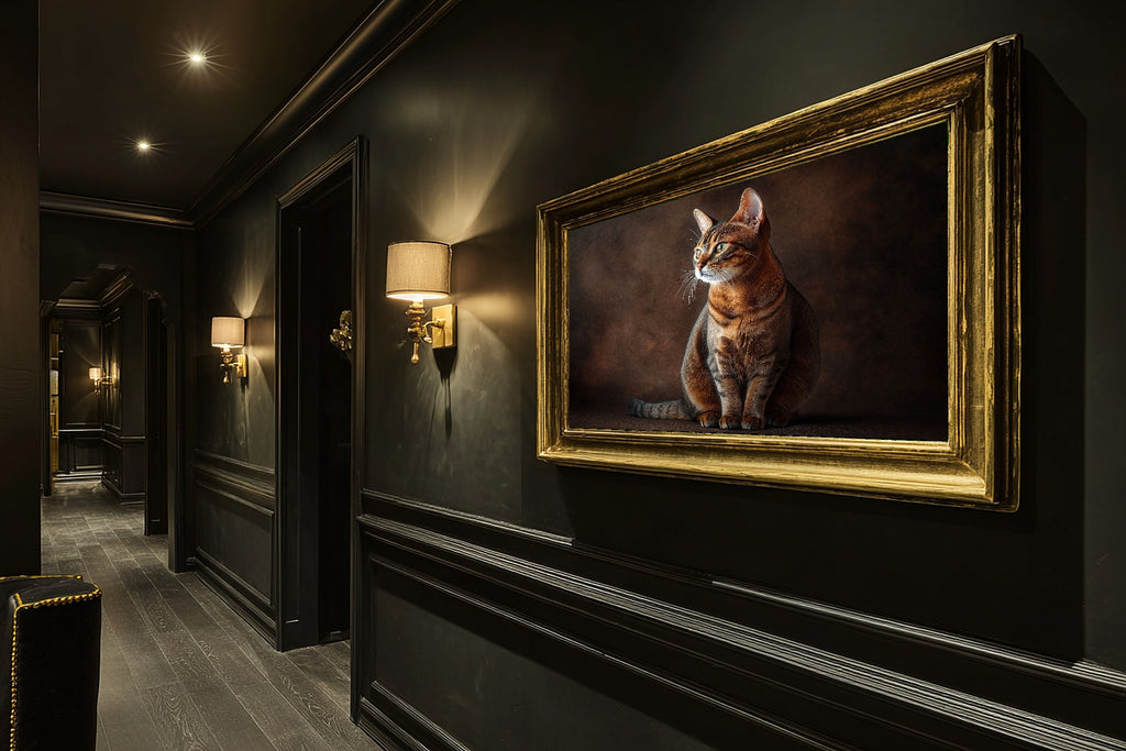 Tender Oil-Painting Cat Portrait Abyssinian Canvas Wall Art — Heartfelt Print for the Living Room — cat-portrait-abyssinian-hallway-wall-art.jpg
