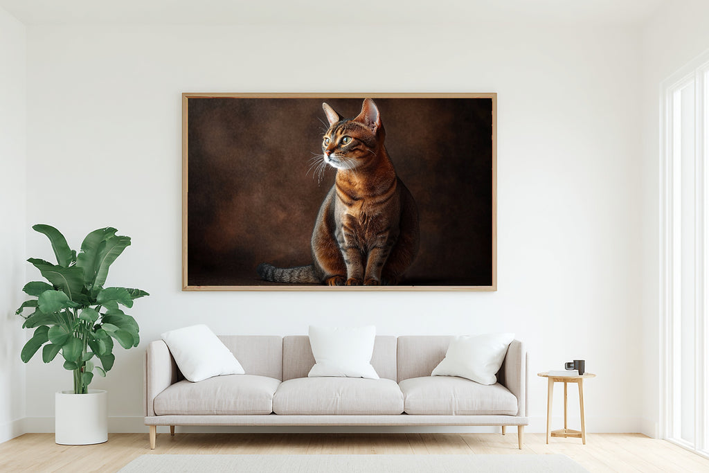 Tender Oil-Painting Cat Portrait Abyssinian Canvas Wall Art — Heartfelt Print for the Living Room — cat-portrait-abyssinian-living-room-wall-art.jpg