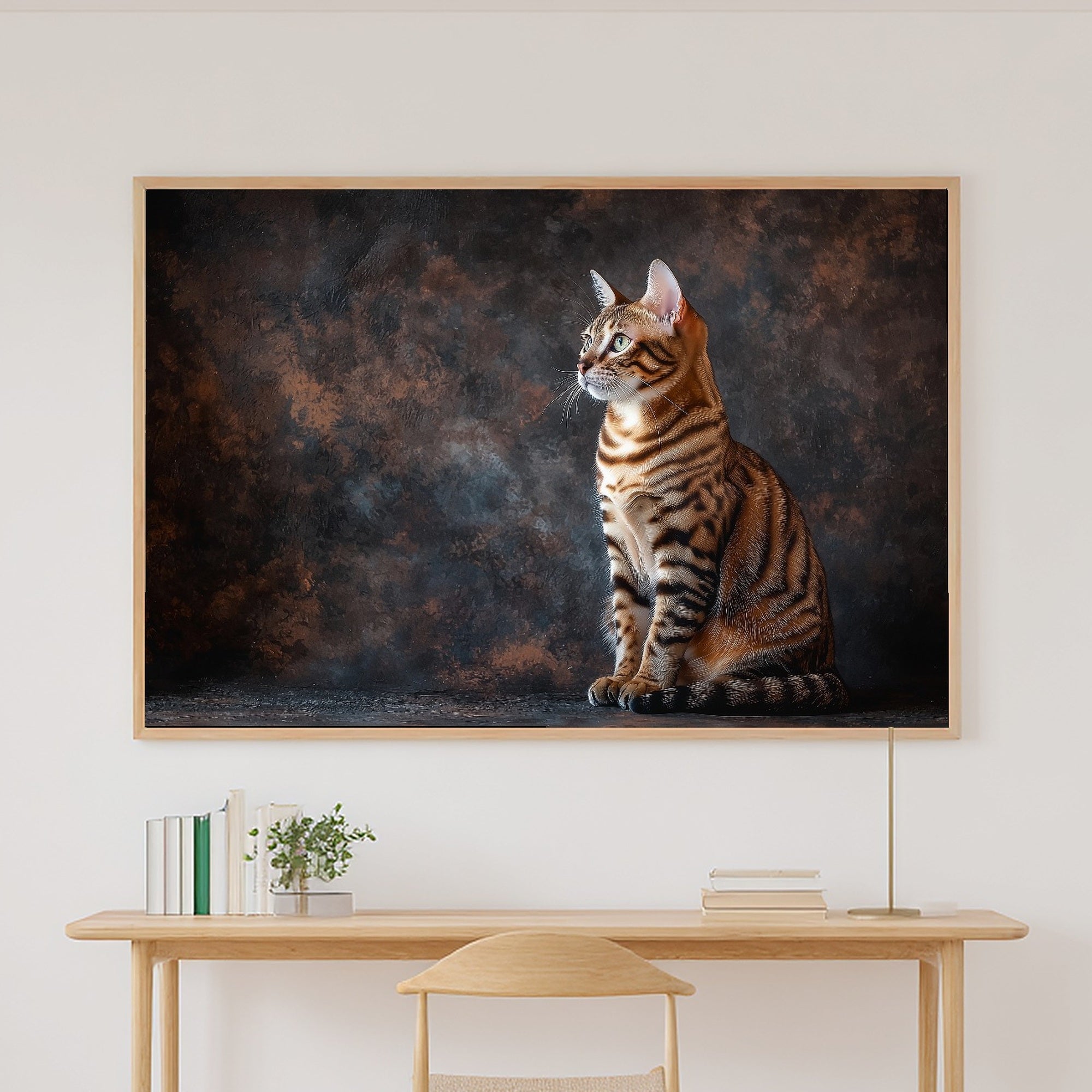 Heartfelt Cat Portrait Bengal — Soulful Painterly Wall Art, Warm Living Room Decor, Stretched Canvas, Ready to Hang — cat-portrait-bengal-canvas-print.jpg