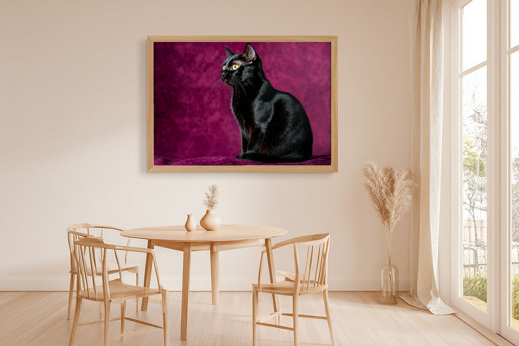 A Dreamy Cat Portrait Black Cat Tender Oil-Painting Print — Heartfelt Wall Art for the Living Room, Giclée on Canvas — cat-portrait-black-cat-dining-room-wall-art.jpg