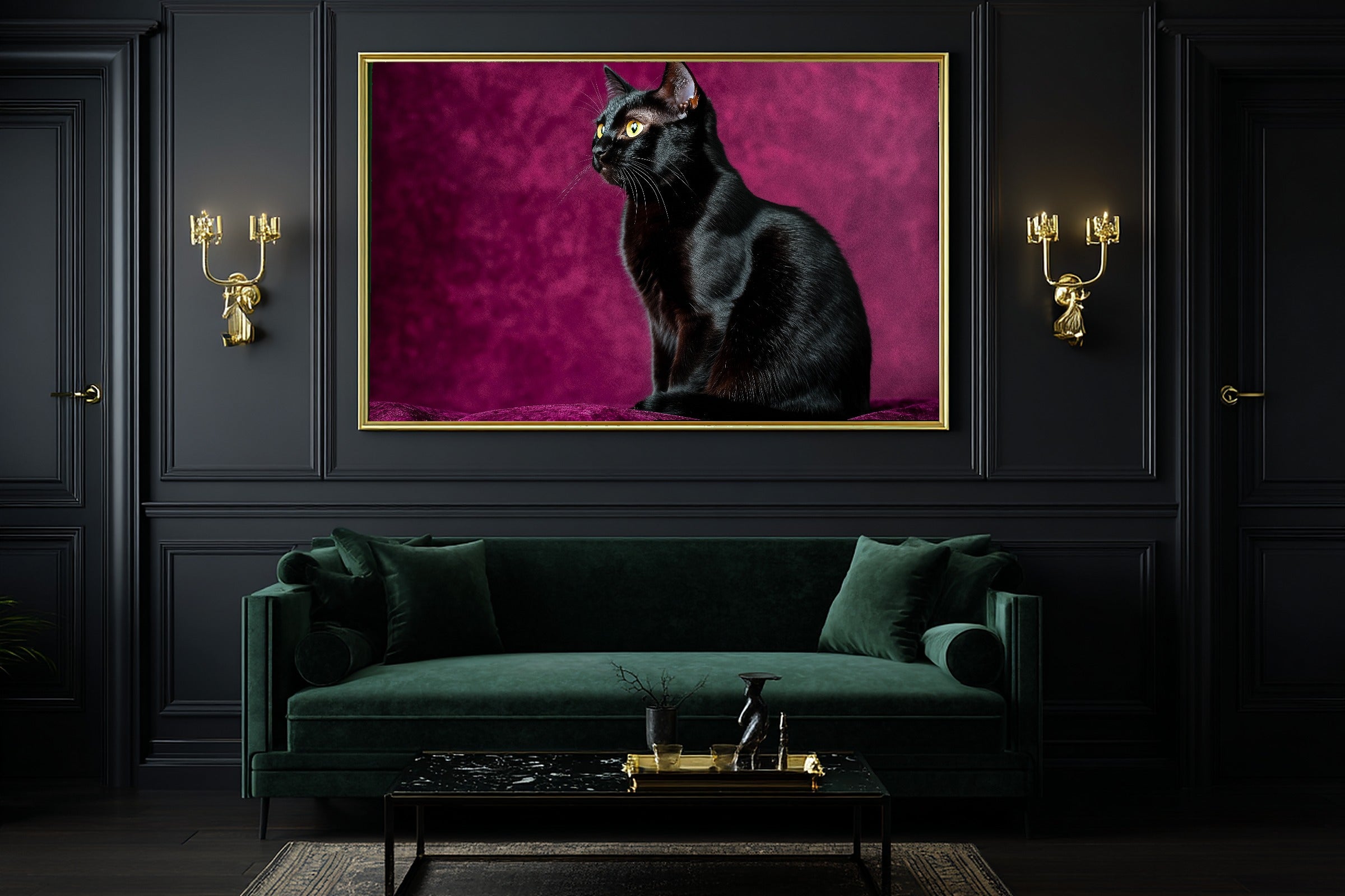 A Dreamy Cat Portrait Black Cat Tender Oil-Painting Print — Heartfelt Wall Art for the Living Room, Giclée on Canvas — cat-portrait-black-cat-office-wall-art.jpg