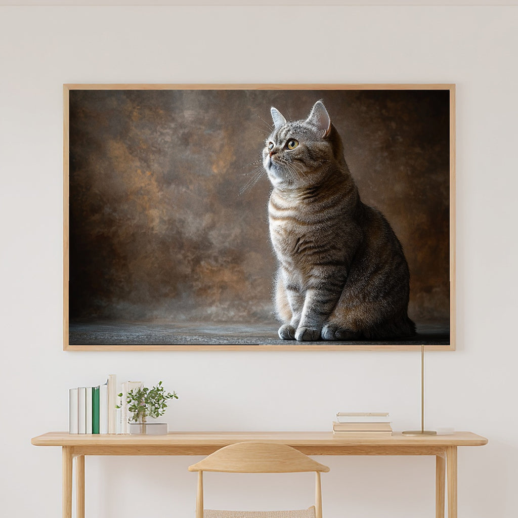 Cat Portrait British Shorthair Print on Stretched Canvas — Warm Soulful Painterly for the Living Room, Gift for the Pet Lover in Your Life — cat-portrait-british-shorthair-canvas-print.jpg