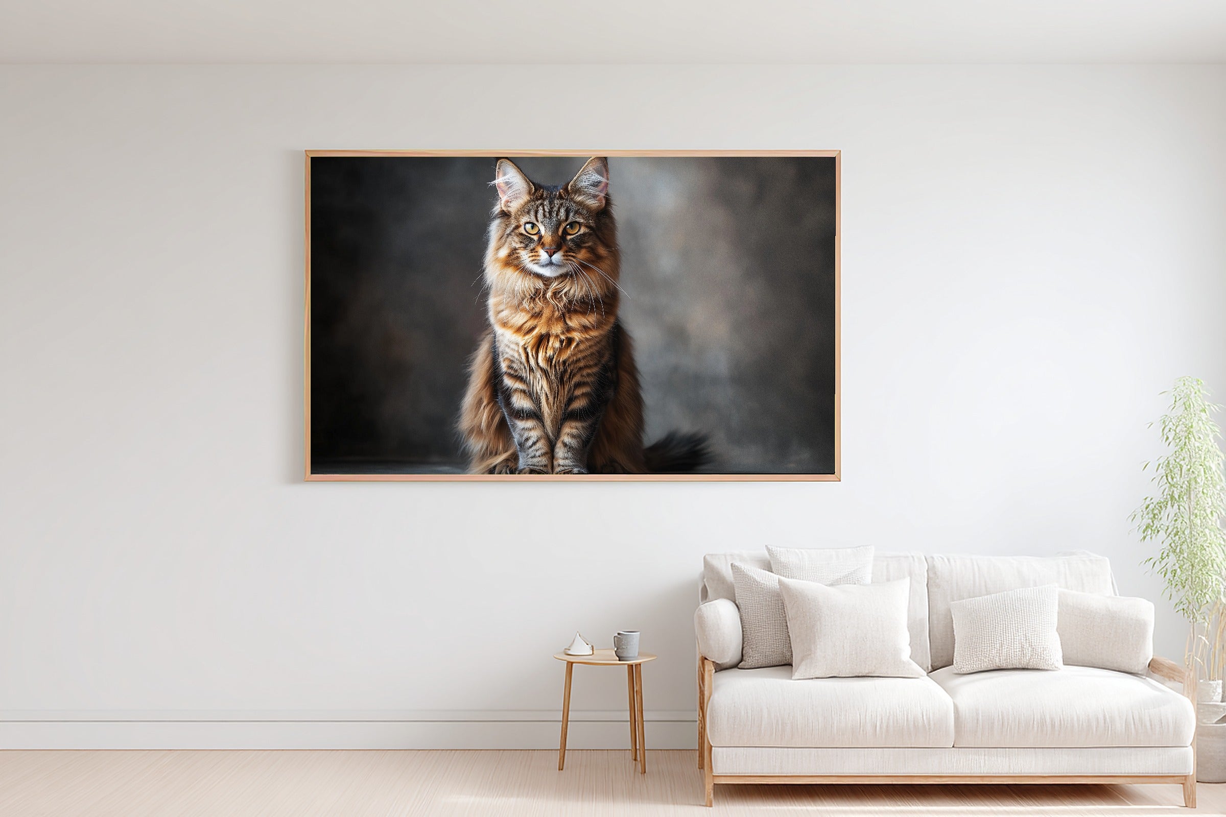 Soulful Painterly Cat Portrait Maine Coon Canvas Wall Art — Heartfelt Print for the Living Room — cat-portrait-maine-coon-bedroom-wall-art.jpg