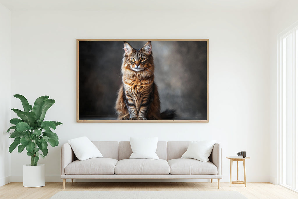 Soulful Painterly Cat Portrait Maine Coon Canvas Wall Art — Heartfelt Print for the Living Room — cat-portrait-maine-coon-living-room-wall-art.jpg