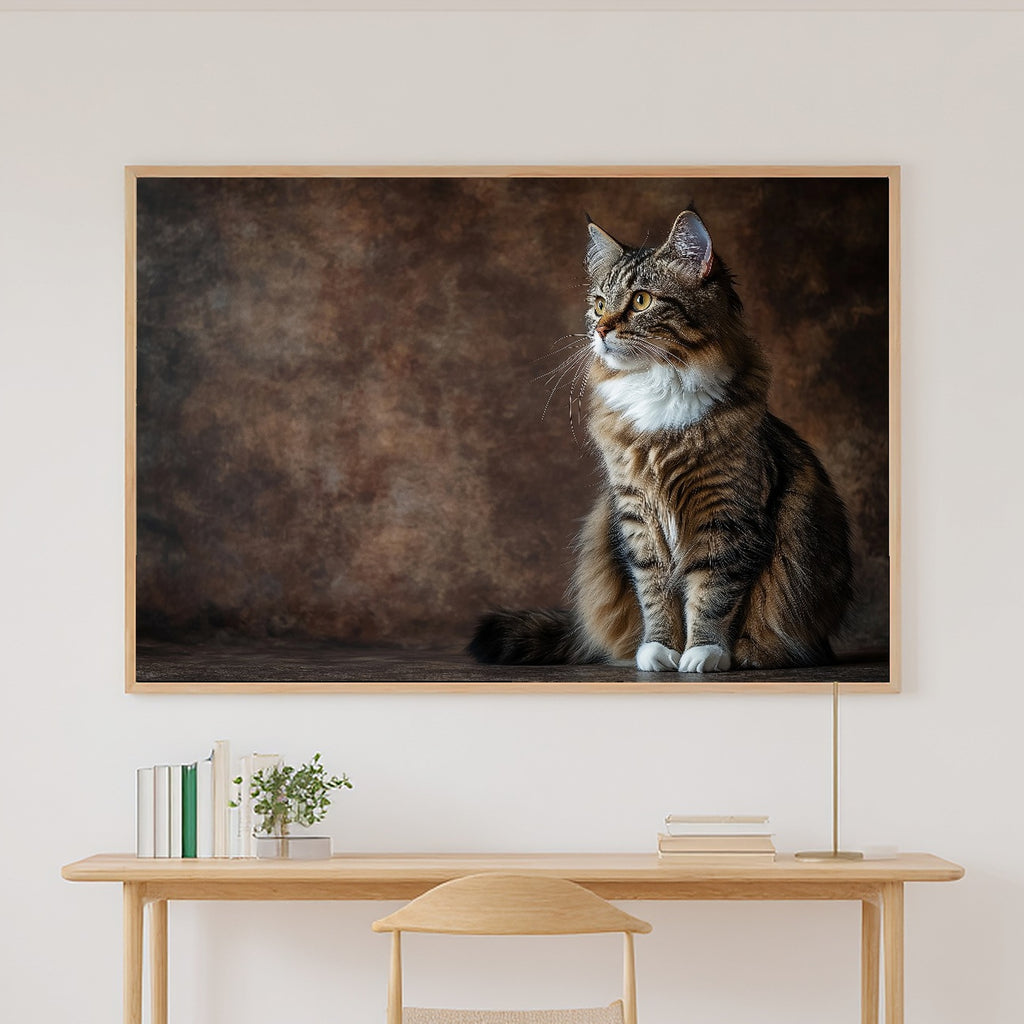 Hand-picked Cat Portrait Norwegian Forest Giclée Print — Heartfelt Soulful Painterly for the Living Room — cat-portrait-norwegian-forest-canvas-print.jpg