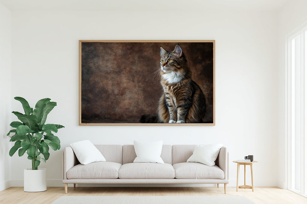 Hand-picked Cat Portrait Norwegian Forest Giclée Print — Heartfelt Soulful Painterly for the Living Room — cat-portrait-norwegian-forest-living-room-wall-art.jpg