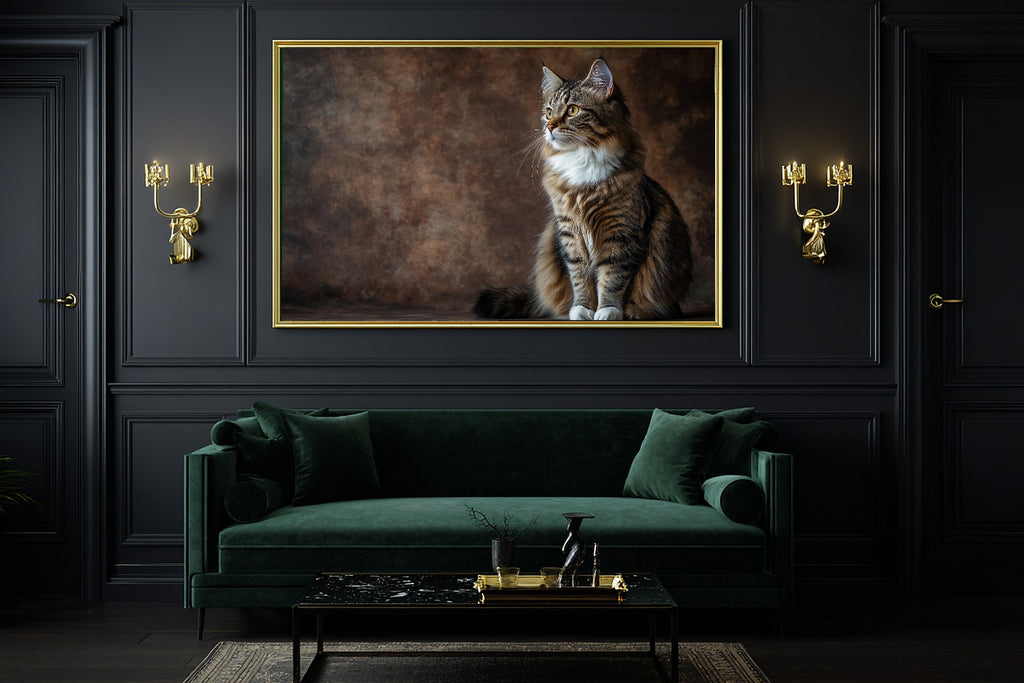 Hand-picked Cat Portrait Norwegian Forest Giclée Print — Heartfelt Soulful Painterly for the Living Room — cat-portrait-norwegian-forest-office-wall-art.jpg