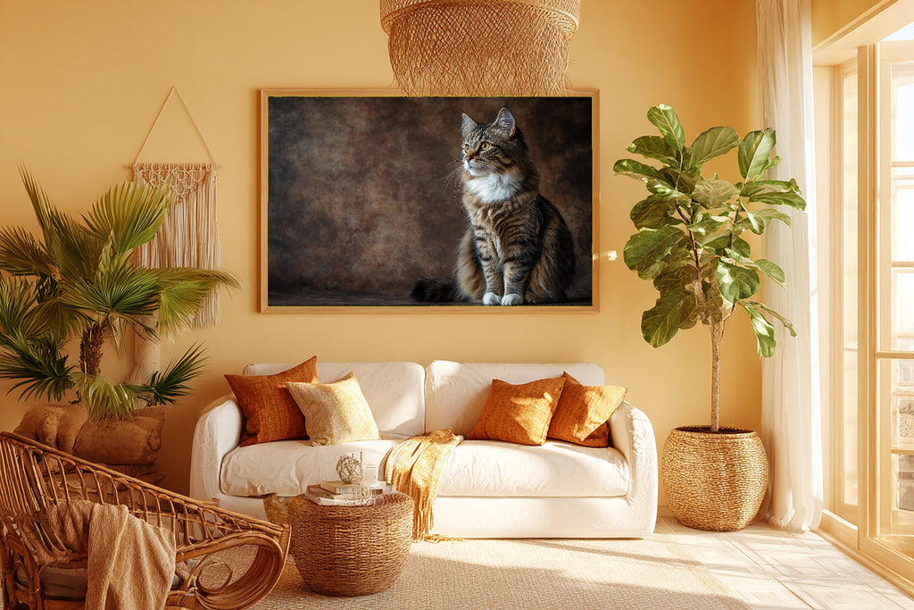 Hand-picked Cat Portrait Norwegian Forest Giclée Print — Heartfelt Soulful Painterly for the Living Room — cat-portrait-norwegian-forest-room-5-wall-art.jpg