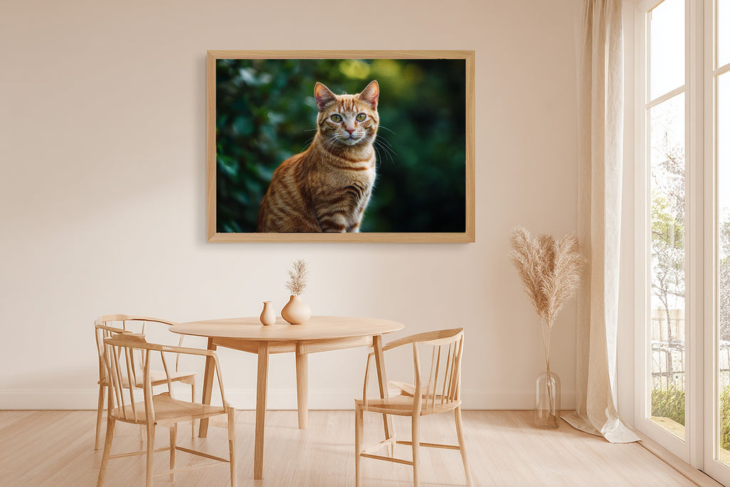 A Dreamy Cat Portrait Orange Tabby Heartfelt Pet Print — Dreamy Wall Art for the Living Room, Giclée on Canvas — cat-portrait-orange-tabby-dining-room-wall-art.jpg