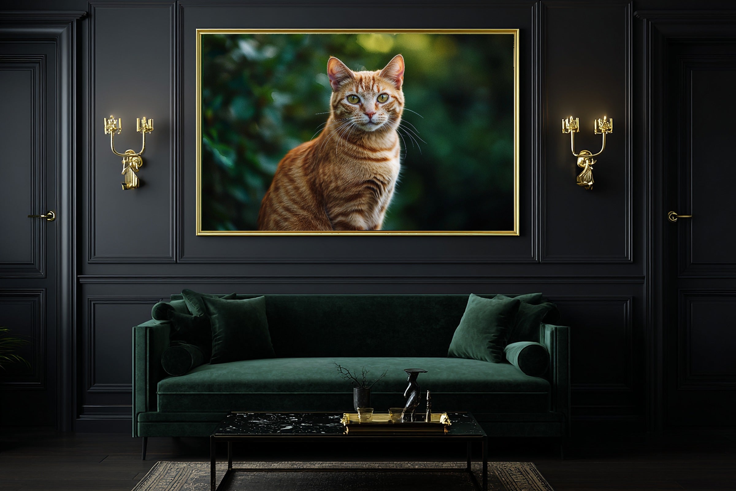A Dreamy Cat Portrait Orange Tabby Heartfelt Pet Print — Dreamy Wall Art for the Living Room, Giclée on Canvas — cat-portrait-orange-tabby-office-wall-art.jpg