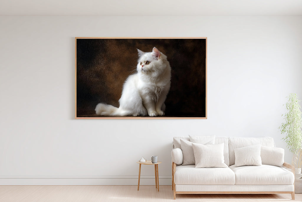 A Dreamy Cat Portrait Persian White Tender Oil-Painting Print — Warm Wall Art for the Living Room, Giclée on Canvas — cat-portrait-persian-white-bedroom-wall-art.jpg