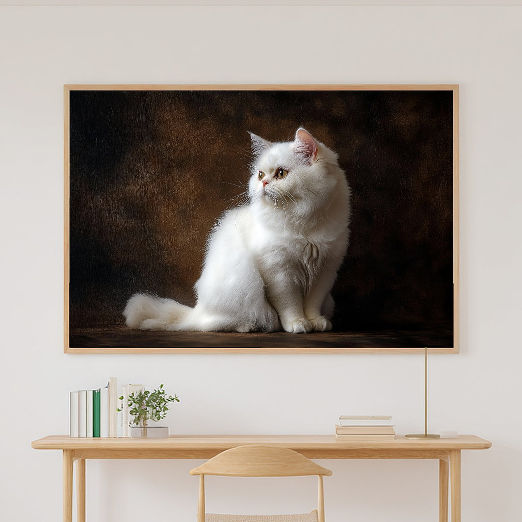 A Dreamy Cat Portrait Persian White Tender Oil-Painting Print — Warm Wall Art for the Living Room, Giclée on Canvas — cat-portrait-persian-white-canvas-print.jpg