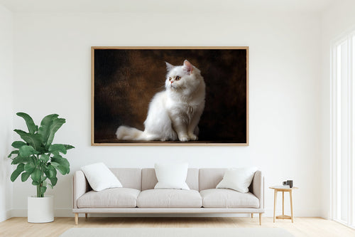 A Dreamy Cat Portrait Persian White Tender Oil-Painting Print — Warm Wall Art for the Living Room, Giclée on Canvas — cat-portrait-persian-white-living-room-wall-art.jpg