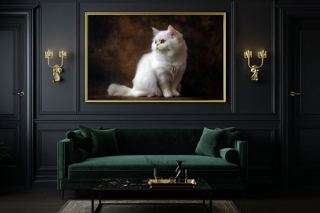 A Dreamy Cat Portrait Persian White Tender Oil-Painting Print — Warm Wall Art for the Living Room, Giclée on Canvas — cat-portrait-persian-white-office-wall-art.jpg