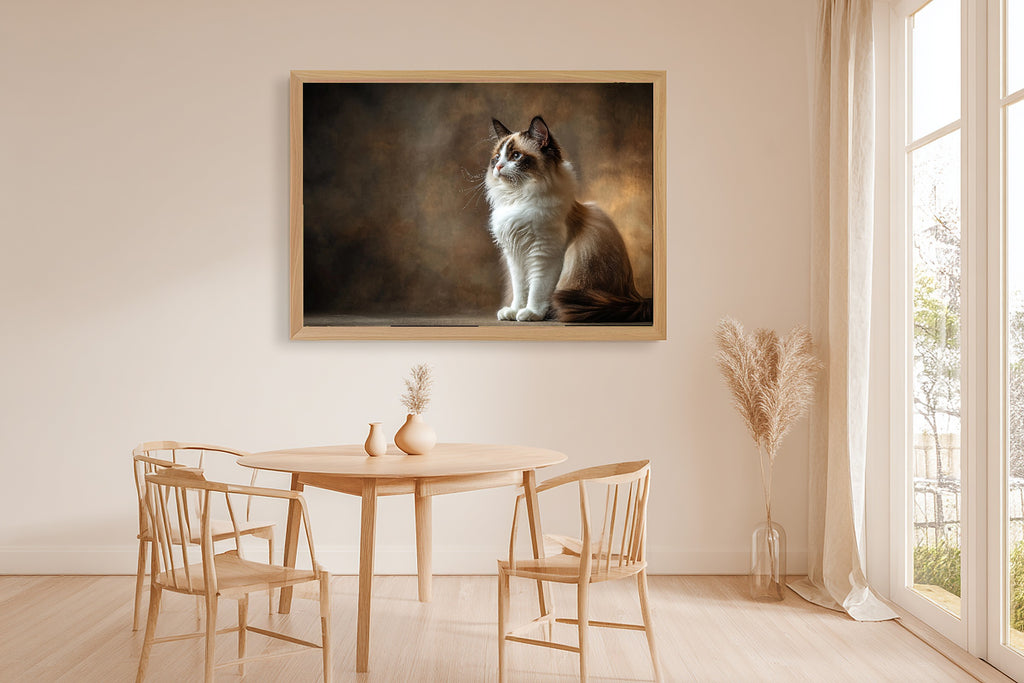 Tender Oil-Painting Cat Portrait Ragdoll Art Print — Timeless Decor for the Living Room — cat-portrait-ragdoll-dining-room-wall-art.jpg