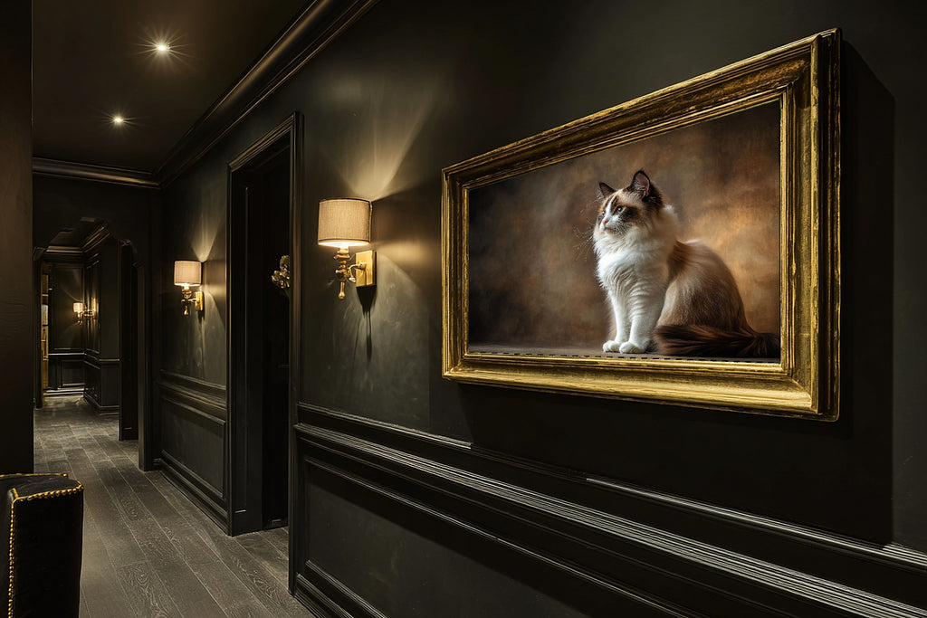 Tender Oil-Painting Cat Portrait Ragdoll Art Print — Timeless Decor for the Living Room — cat-portrait-ragdoll-hallway-wall-art.jpg