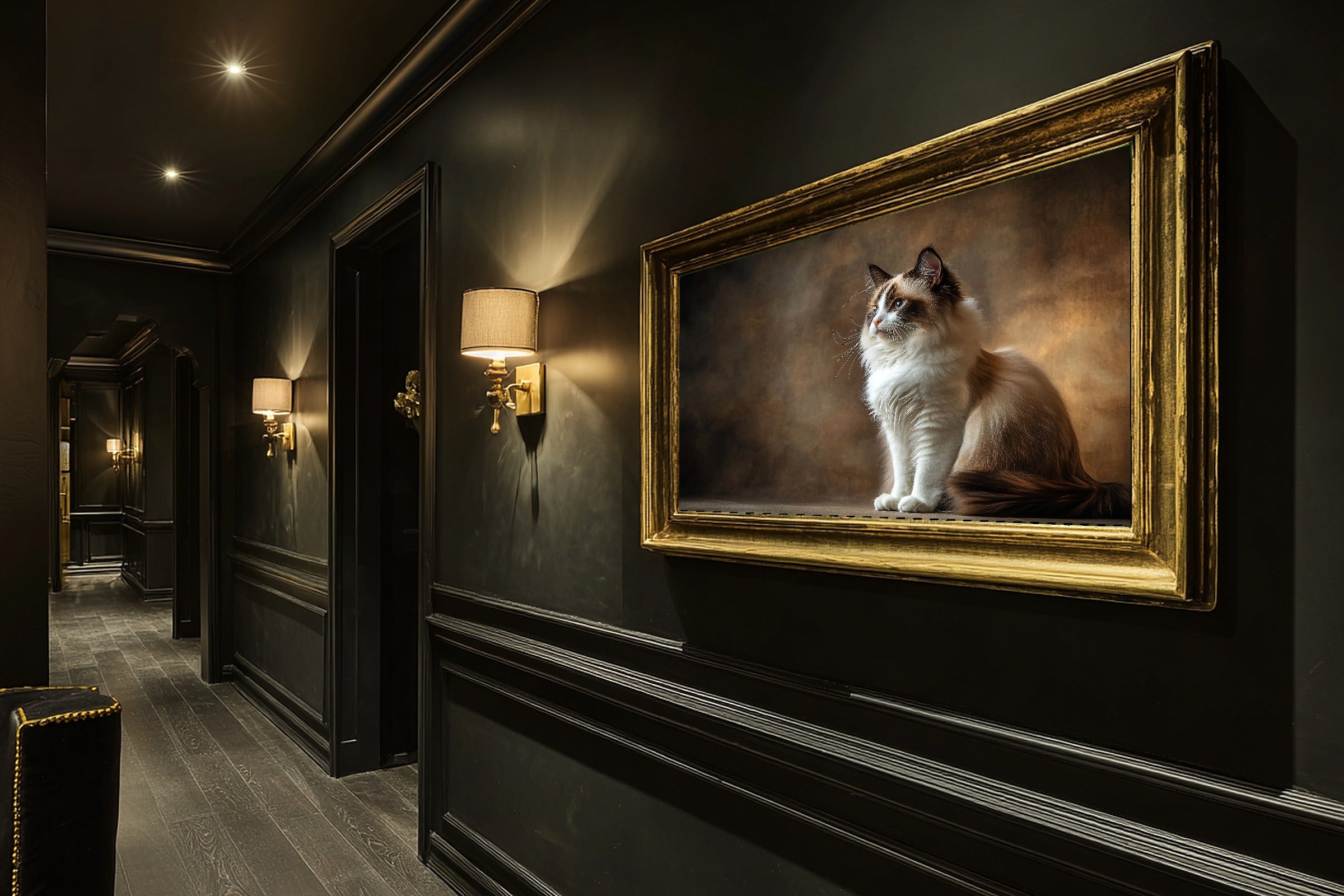 Tender Oil-Painting Cat Portrait Ragdoll Art Print — Timeless Decor for the Living Room — cat-portrait-ragdoll-hallway-wall-art.jpg