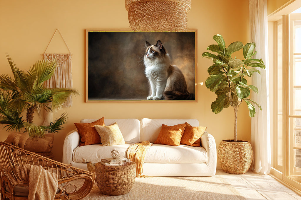 Tender Oil-Painting Cat Portrait Ragdoll Art Print — Timeless Decor for the Living Room — cat-portrait-ragdoll-room-5-wall-art.jpg