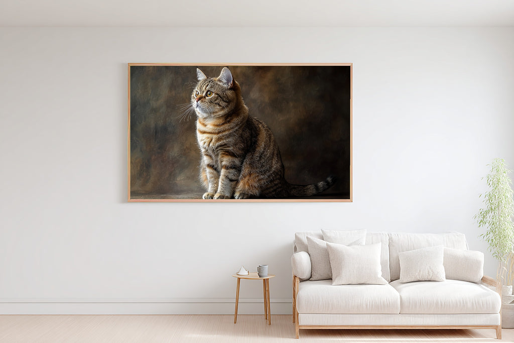 A Dreamy Cat Portrait Scottish Fold Heartfelt Pet Print — Dreamy Wall Art for the Living Room, Giclée on Canvas — cat-portrait-scottish-fold-bedroom-wall-art.jpg