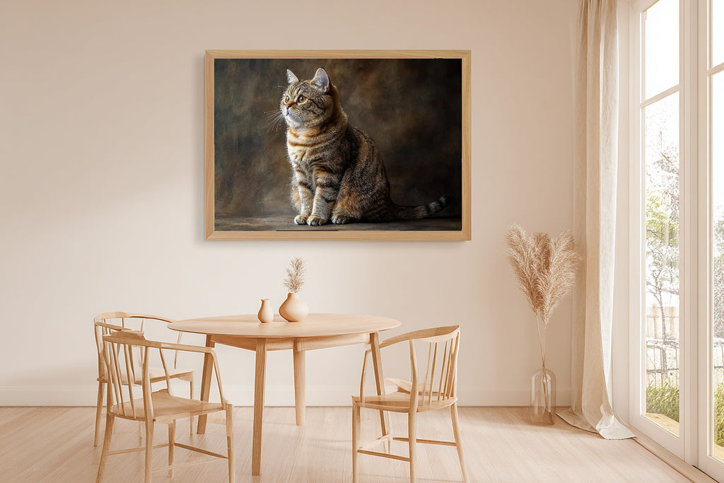 A Dreamy Cat Portrait Scottish Fold Heartfelt Pet Print — Dreamy Wall Art for the Living Room, Giclée on Canvas — cat-portrait-scottish-fold-dining-room-wall-art.jpg