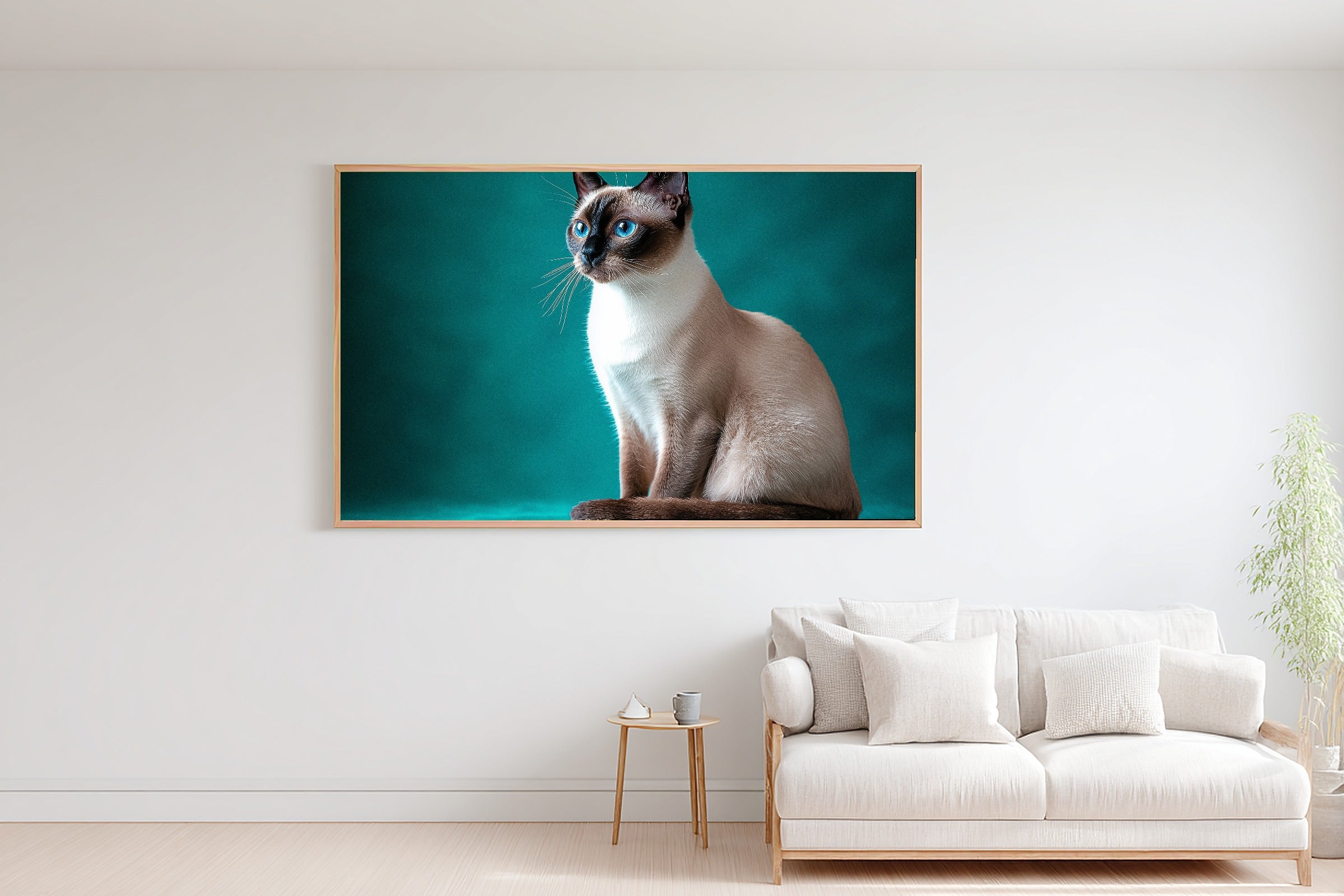 Hand-picked Cat Portrait Siamese Giclée Print — Stunning Tender Oil-Painting for the Living Room, Ready-to-Hang Pet Lover in Your Life Gift — cat-portrait-siamese-bedroom-wall-art.jpg