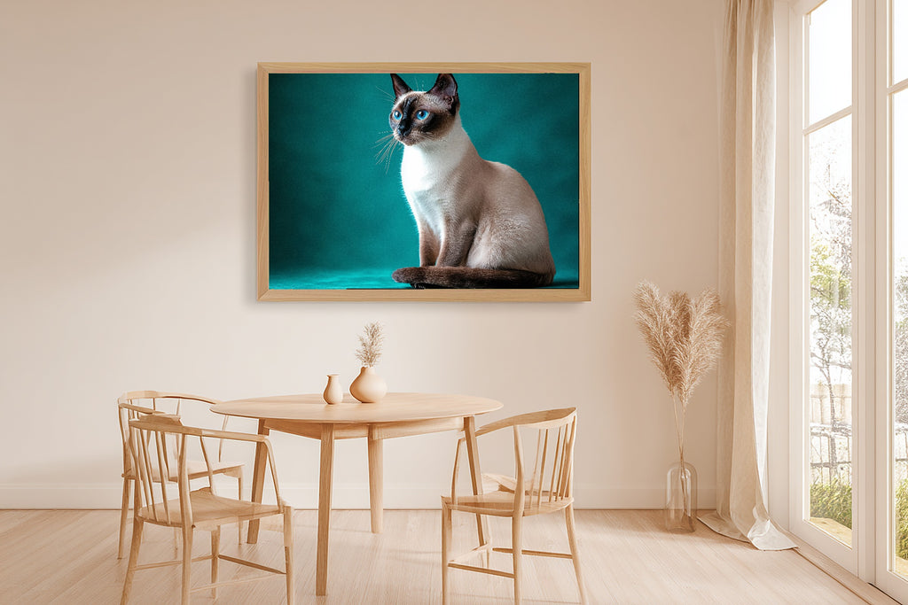 Hand-picked Cat Portrait Siamese Giclée Print — Stunning Tender Oil-Painting for the Living Room, Ready-to-Hang Pet Lover in Your Life Gift — cat-portrait-siamese-dining-room-wall-art.jpg