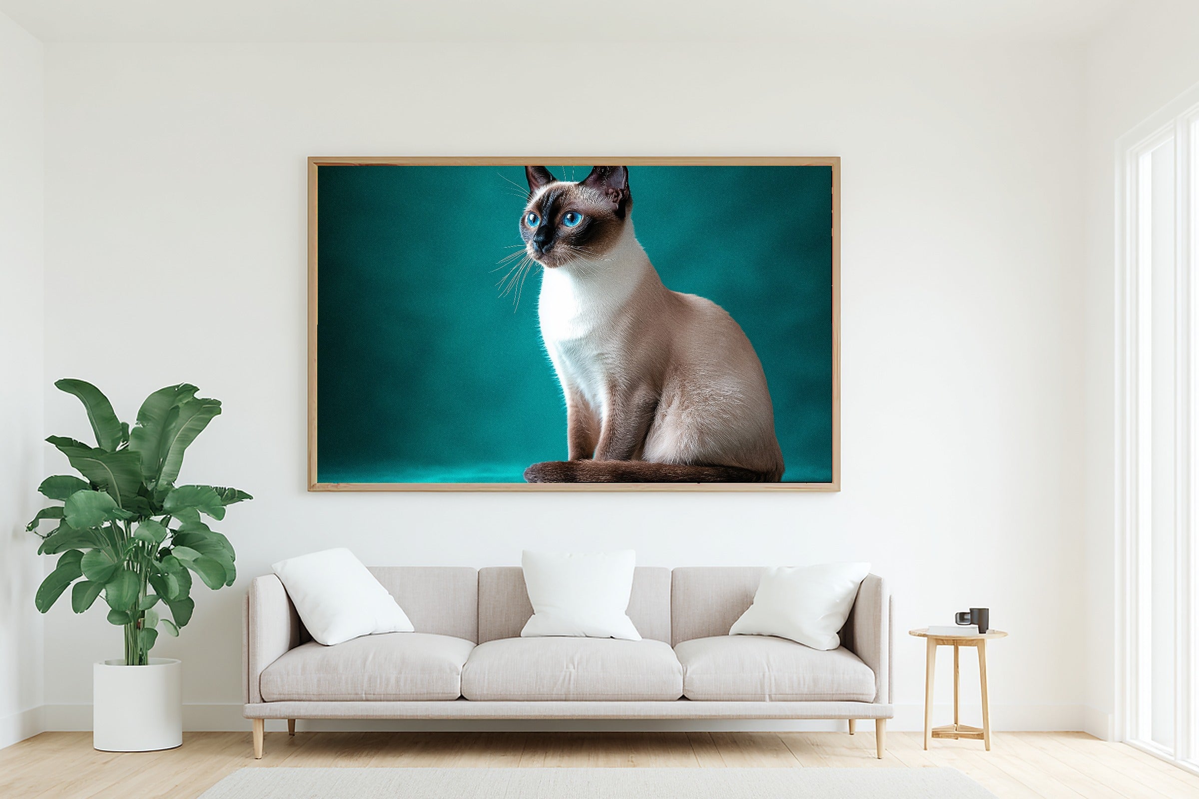 Hand-picked Cat Portrait Siamese Giclée Print — Stunning Tender Oil-Painting for the Living Room, Ready-to-Hang Pet Lover in Your Life Gift — cat-portrait-siamese-living-room-wall-art.jpg