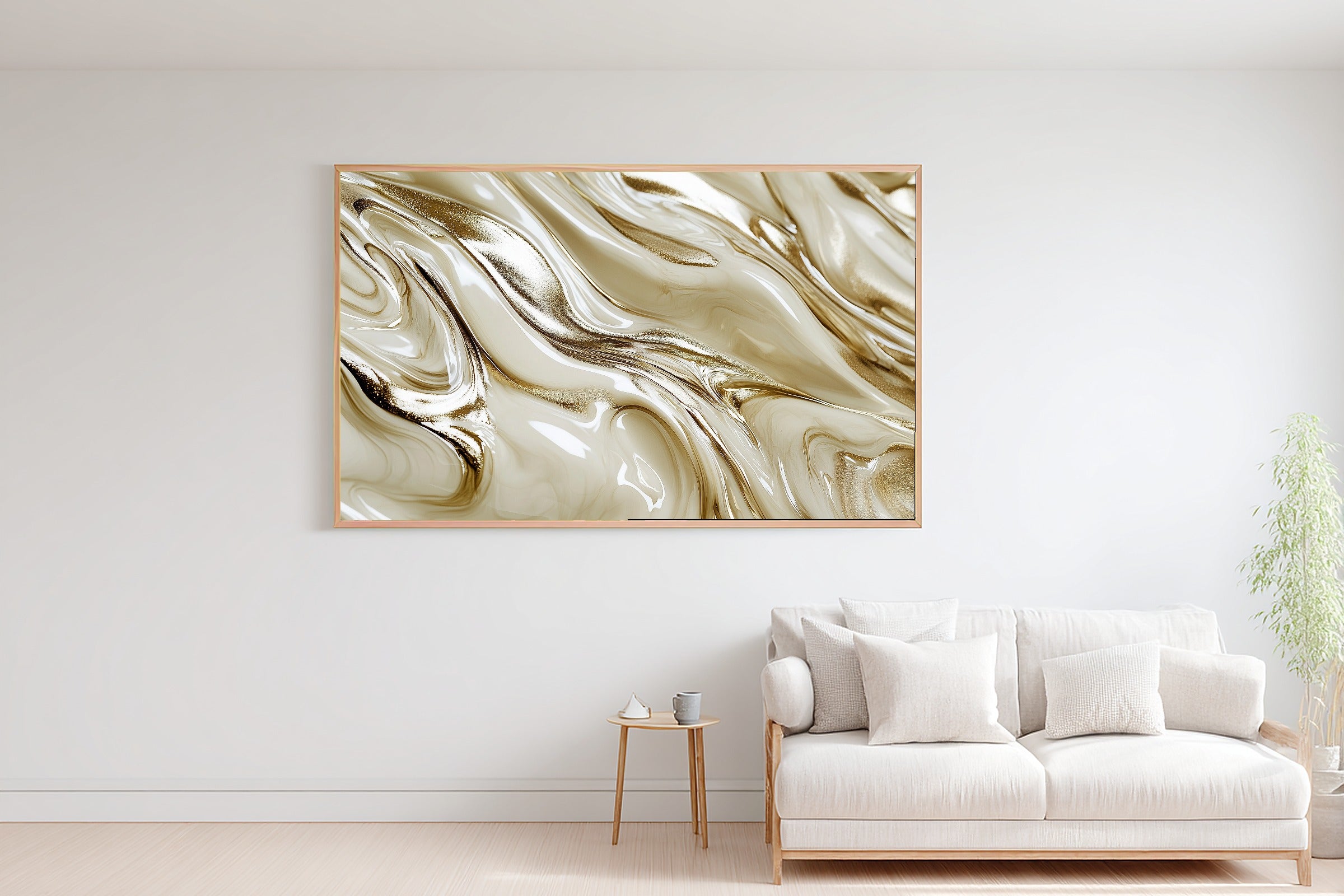 Champagne Bronze Flow Print on Stretched Canvas — Heartfelt Gilded Painterly for the Home Office, Gift for the Modern-Home Friend — champagne-bronze-flow-bedroom-wall-art.jpg