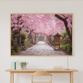 A Dreamy Cherry Blossom Kyoto Path Misty Bamboo Print — Stunning Wall Art for the Meditation Room, Giclée on Canvas — cherry-blossom-kyoto-path-canvas-print.jpg