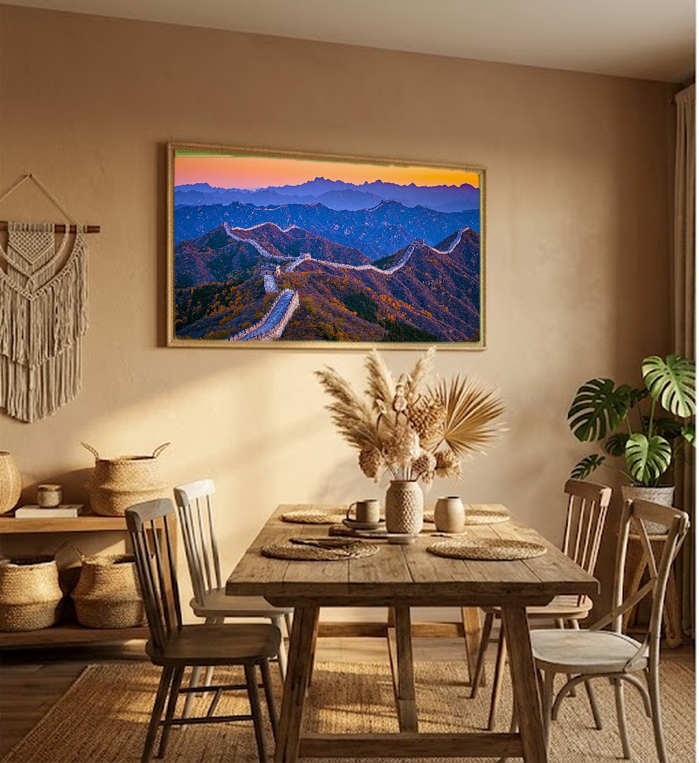 Great Wall Canvas Wall Art | China Mountain Print, Historical Landmark, Asian Decor, Stretched Canvas — china-great-wall-hallway-wall-art.jpg