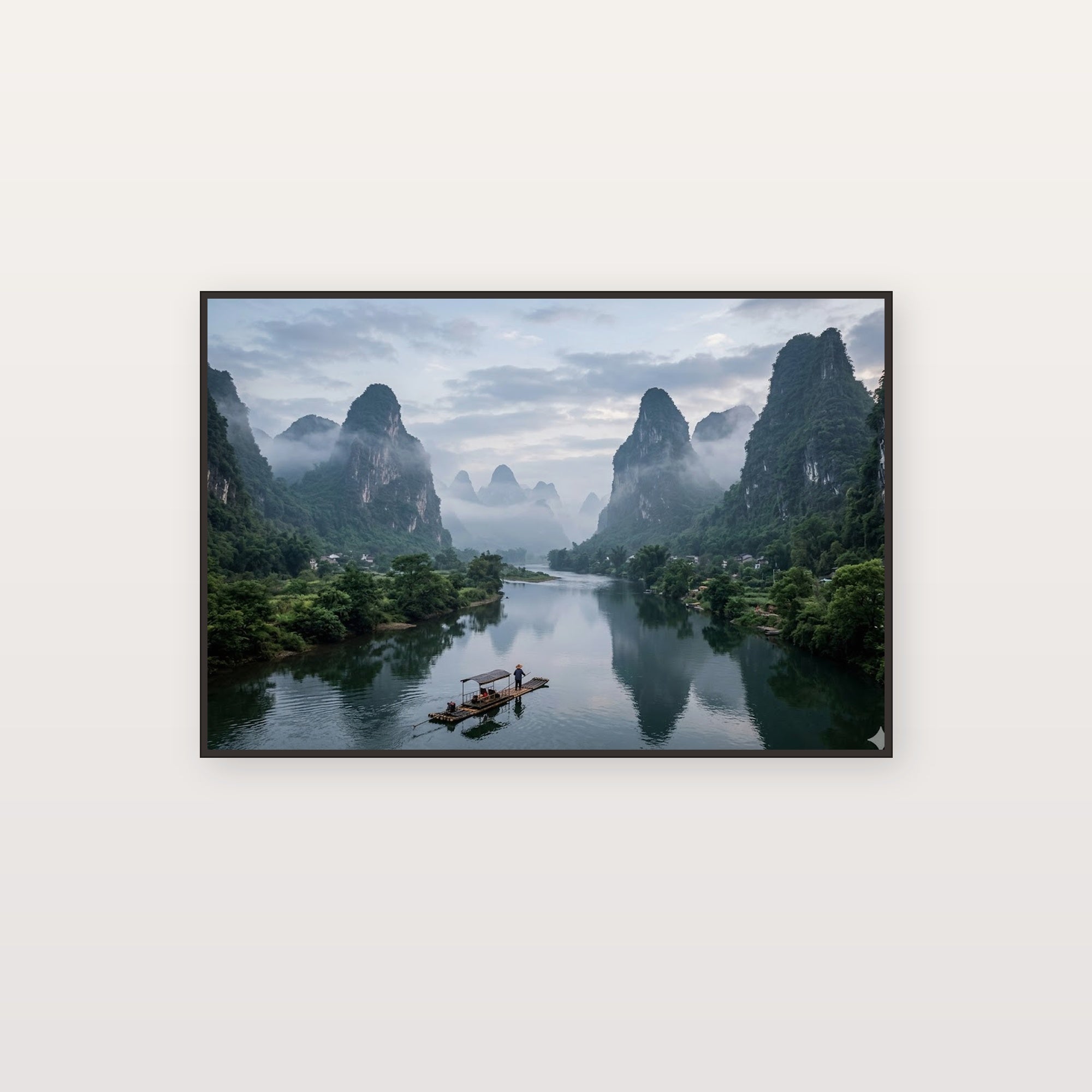 Chinese Mountains Canvas Wall Art - Li River Print, Karst Landscape, Asian Decor, Stretched Canvas — chinese terraced mountains canvas print
