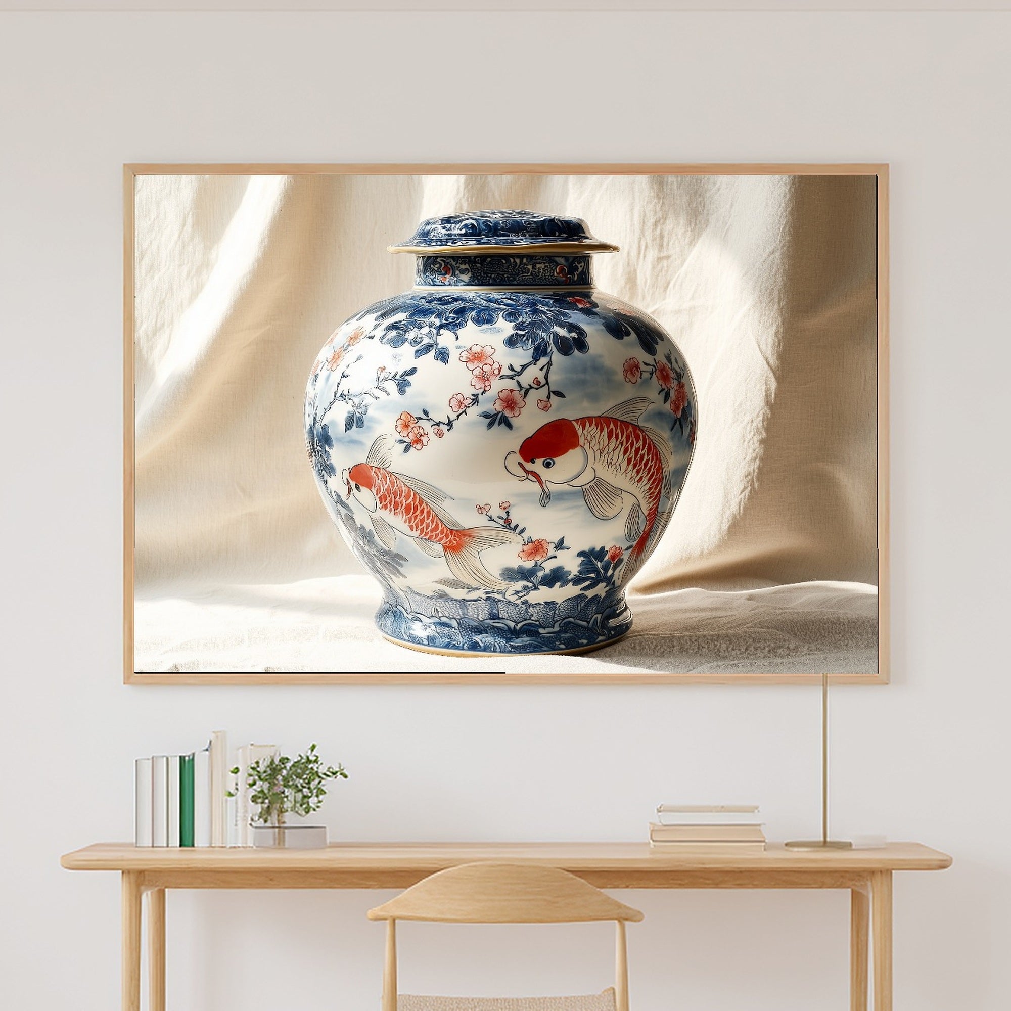 Hand-picked Chinoiserie Ginger Jar Blue White Giclée Print — Soulful Sunlit Palm for the Sunroom, Ready-to-Hang Island-Loving Friend Gift — chinoiserie-ginger-jar-blue-white-canvas-print.jpg