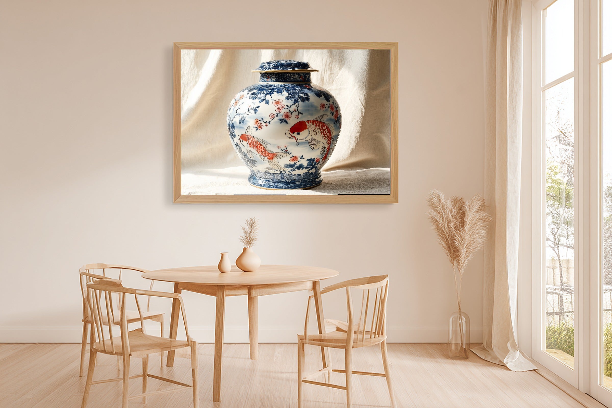 Hand-picked Chinoiserie Ginger Jar Blue White Giclée Print — Soulful Sunlit Palm for the Sunroom, Ready-to-Hang Island-Loving Friend Gift — chinoiserie-ginger-jar-blue-white-dining-room-wall-art.jpg