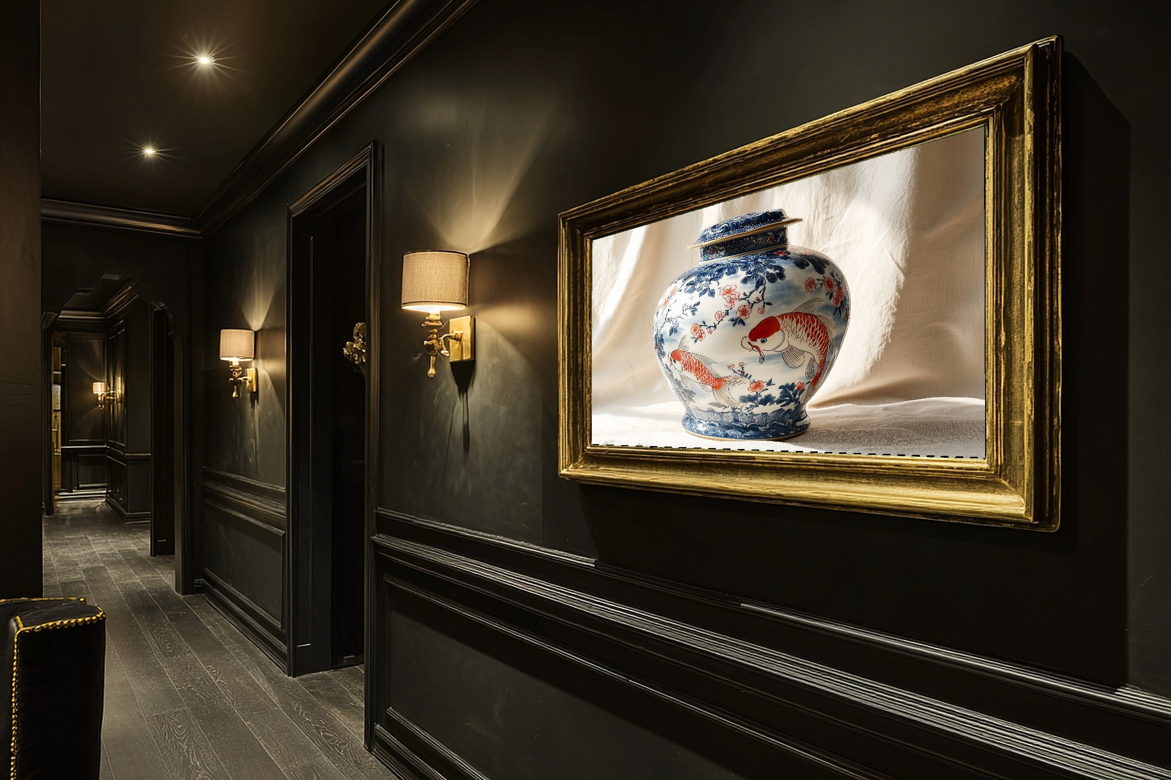 Hand-picked Chinoiserie Ginger Jar Blue White Giclée Print — Soulful Sunlit Palm for the Sunroom, Ready-to-Hang Island-Loving Friend Gift — chinoiserie-ginger-jar-blue-white-hallway-wall-art.jpg