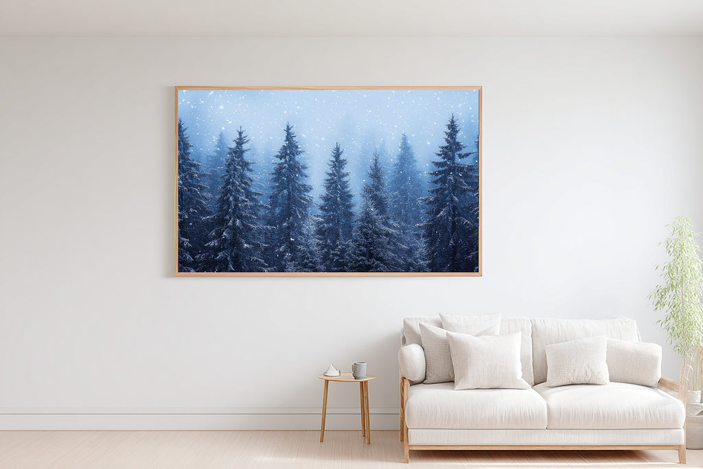 Soft Nordic Christmas Nordic Fir Forest Snow Art Print — Moody Midnight Decor for the Bedroom — christmas-nordic-fir-forest-snow-bedroom-wall-art.jpg