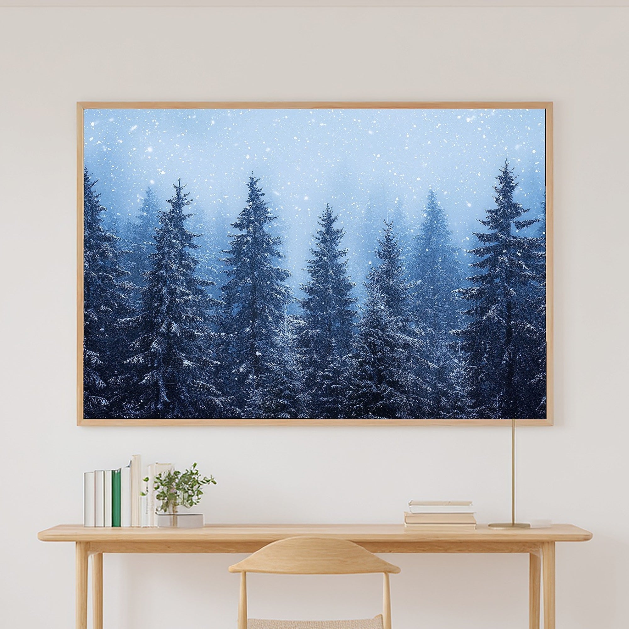 Soft Nordic Christmas Nordic Fir Forest Snow Art Print — Moody Midnight Decor for the Bedroom — christmas-nordic-fir-forest-snow-canvas-print.jpg