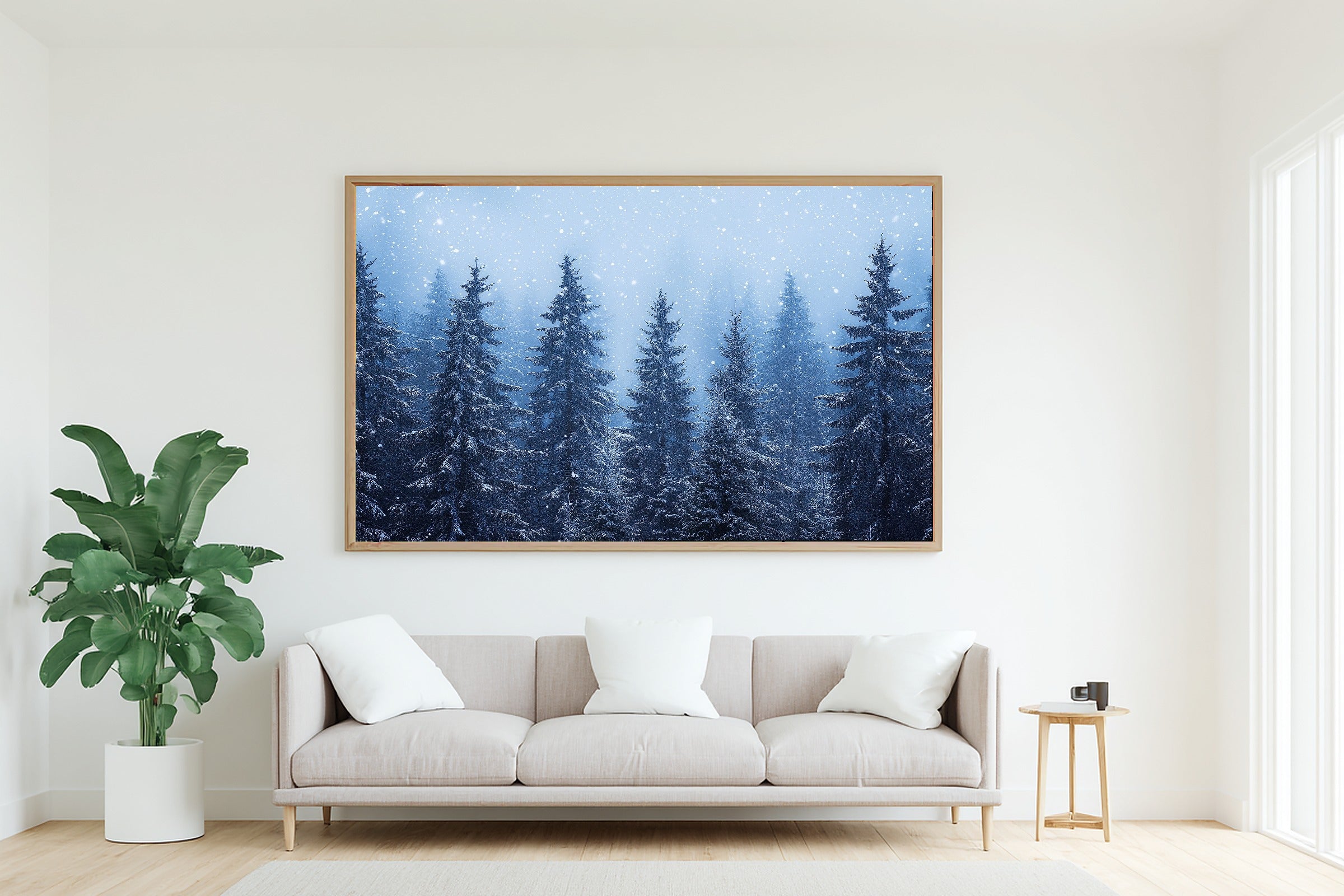 Soft Nordic Christmas Nordic Fir Forest Snow Art Print — Moody Midnight Decor for the Bedroom — christmas-nordic-fir-forest-snow-living-room-wall-art.jpg