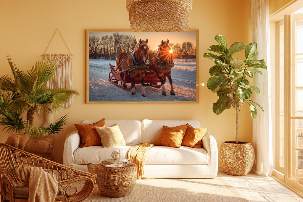 Christmas Vintage Sleigh Horses Scandinavian Night Wall Art — Warm Print for the Bedroom — christmas-vintage-sleigh-horses-room-5-wall-art.jpg