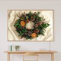 Timeless Christmas Wreath Botanical Plate — Moody Aurora Wall Art, Warm Bedroom Decor, Stretched Canvas, Ready to Hang — christmas-wreath-botanical-plate-canvas-print.jpg