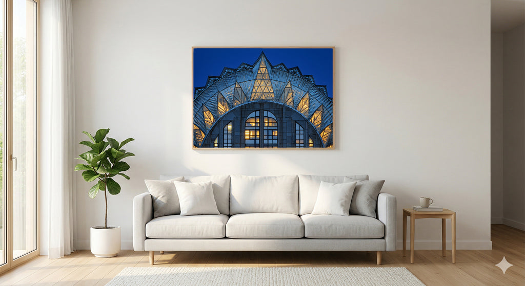 Chrysler Building Canvas Wall Art | Art Deco Detail Print, NYC Architecture Glamour Decor, Stretched Canvas — chrysler-building-detail-living-room-wall-art.jpg